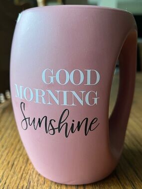 Good Morning Sunshine Pink Ceramic Coffee Mug with Comfortable Handle
